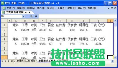 WPS表格設計工資條教程