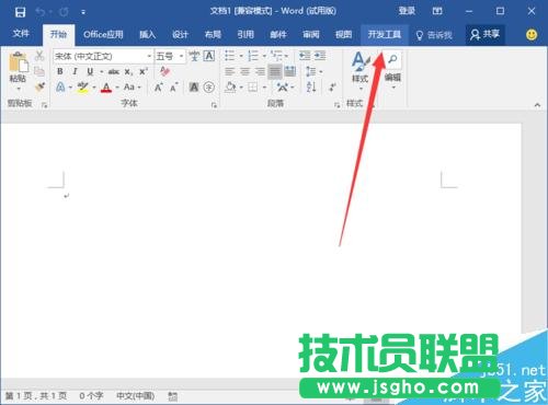 Word2016中添加開發(fā)工具選項卡到界面顯示的方法