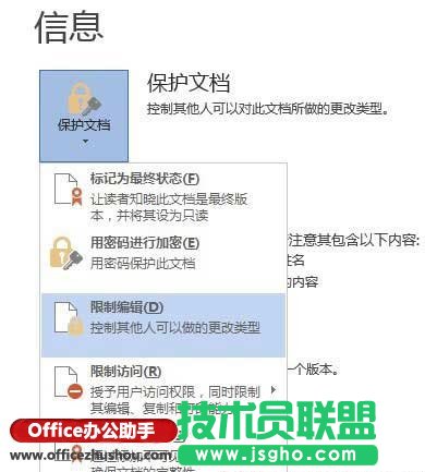 使用“限制編輯”對Word文檔進(jìn)行保護(hù)設(shè)置的操作方法