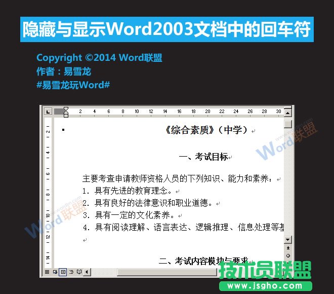 Word2003文檔中的回車(chē)符怎么隱藏   三聯(lián)