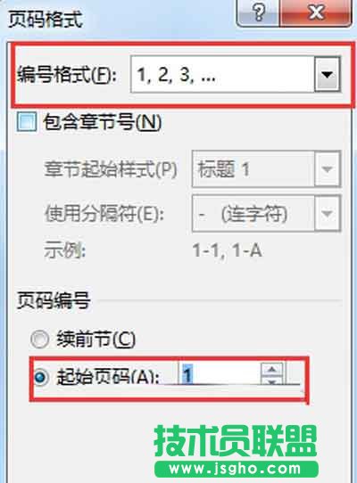 設置頁碼格式